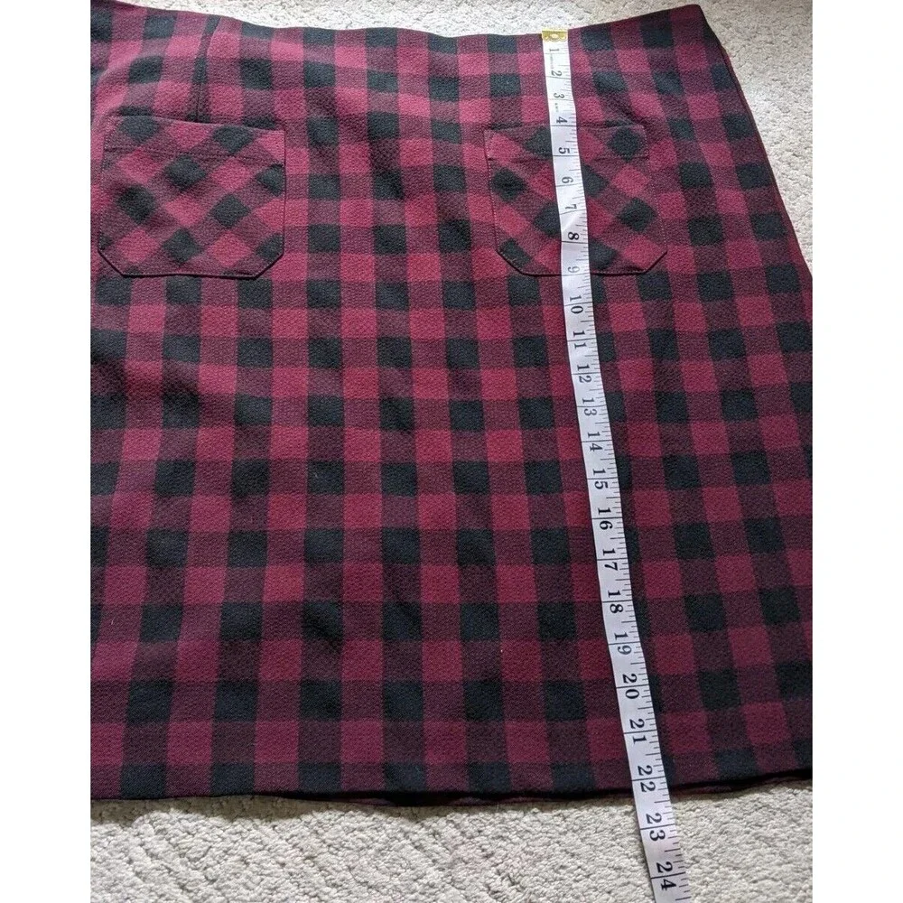 J. Jill Skirt Elastic Waist Pull On Mini Lined Pockets Check Size 2X
